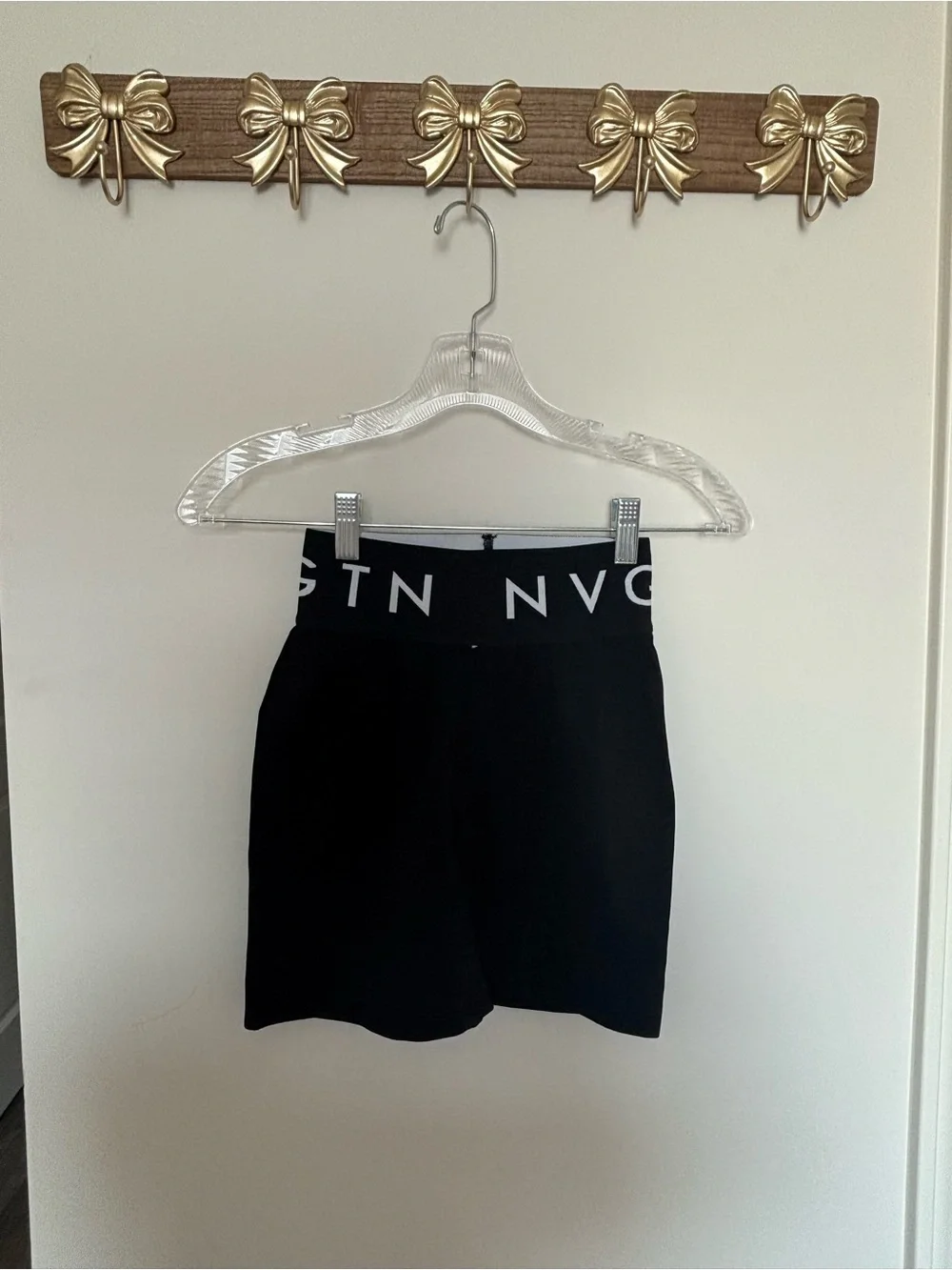 NVGTN Black High-Waist Athletic Shorts with Branded Waistband